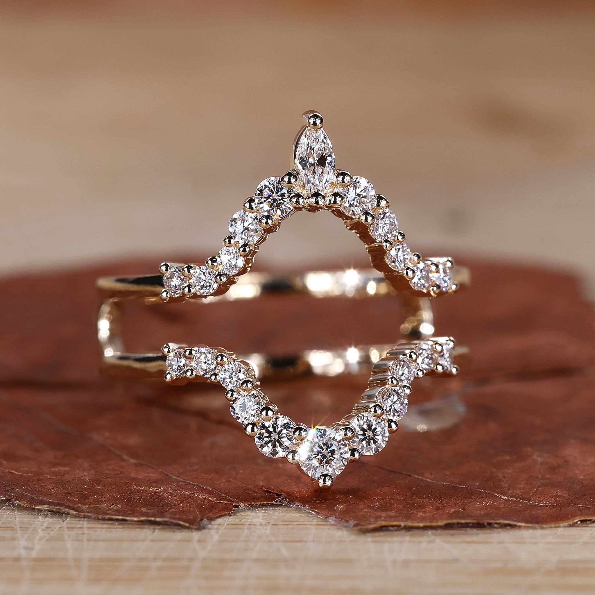 Guard wrap wedding band in yellow gold.