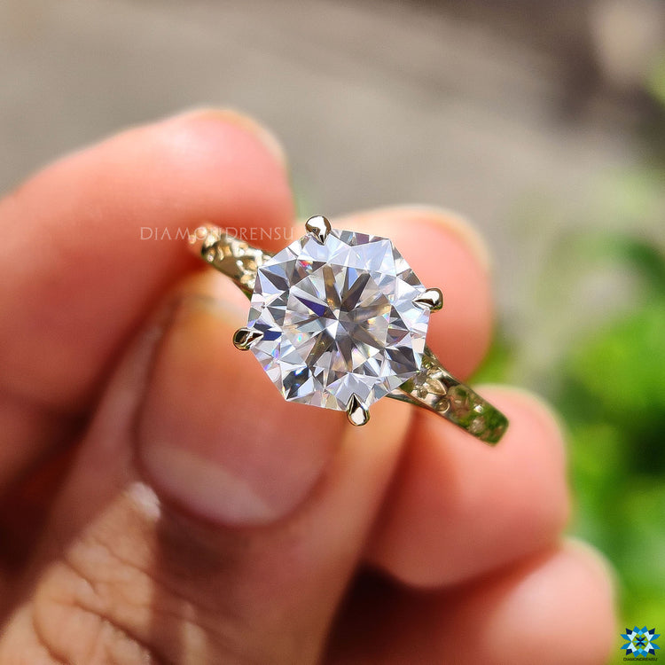Buy octagon cut moissanite engagement ring online.