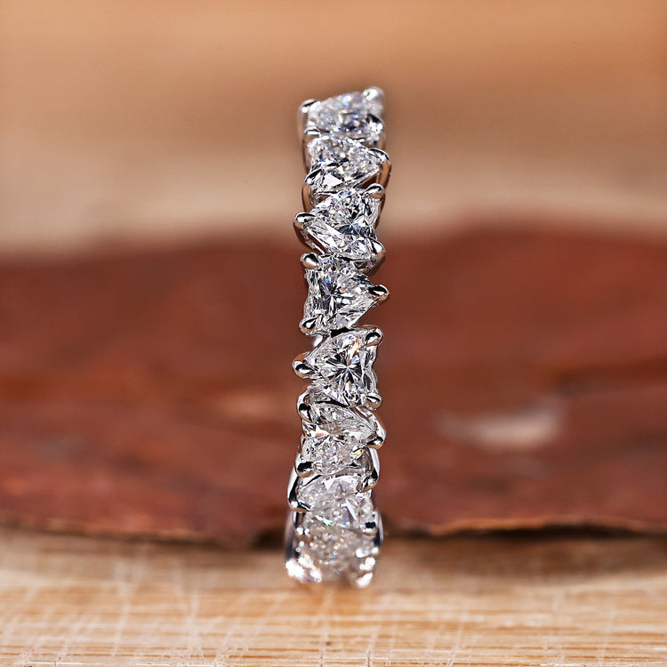 Heart diamond half eternity wedding band.