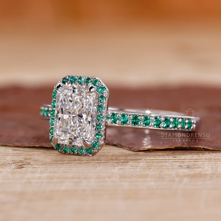 White gold ring featuring a lab grown round cut diamond.