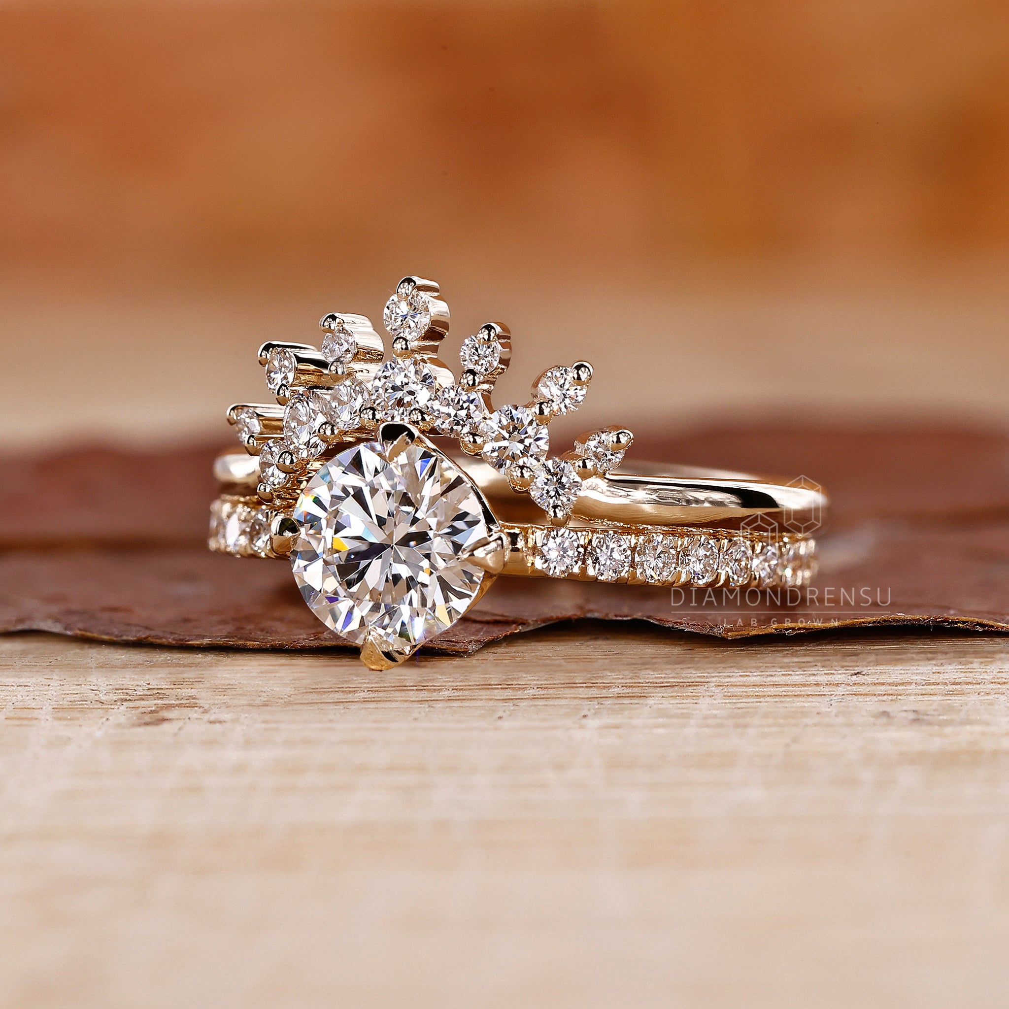 Handmade bridal set crafted with IGI certified Lab Grown Diamond.