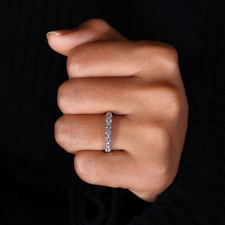 Wedding band UK with micro pave round diamonds.
