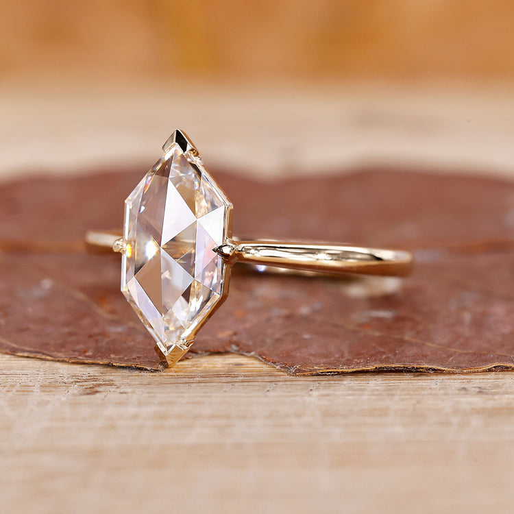 Rose cut diamond ring with dutch marquise design and tapered shank.