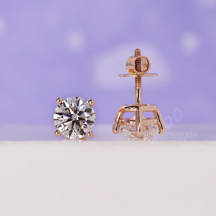 Lab grown 2 carat diamond earrings.