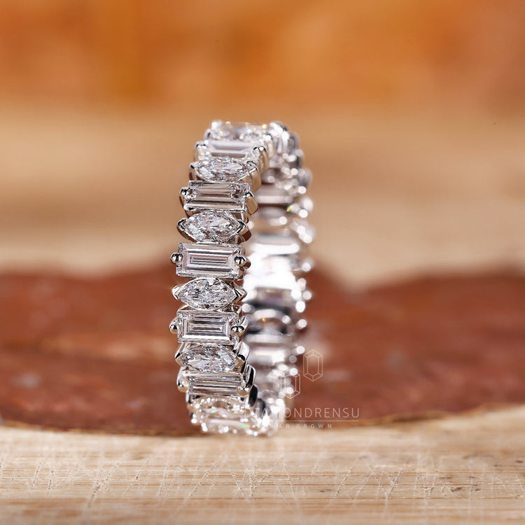 Elegant marquise and baguette diamond ring.