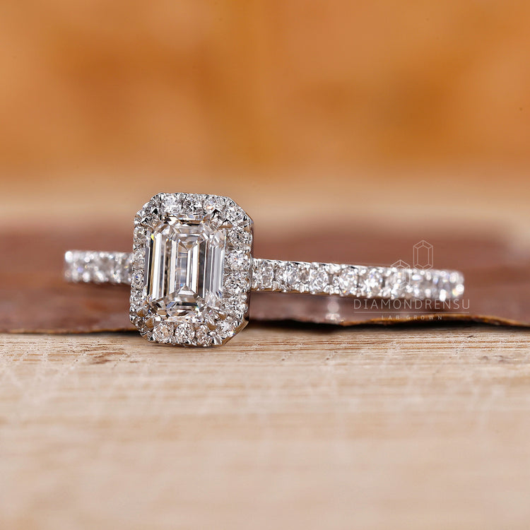 White gold diamond ring made with double prong ring detail.