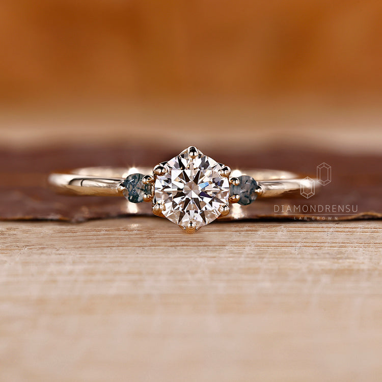 Six prong ring setting holding the diamond securely.