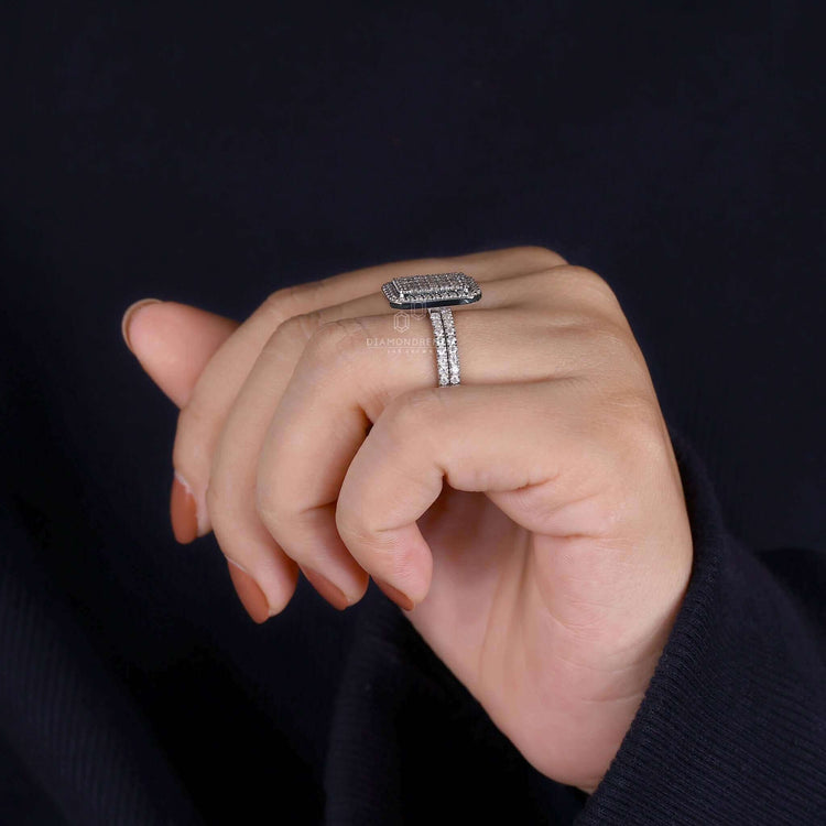 A curated collection of various diamond bridal sets with round center stones in different cluster setting styles.