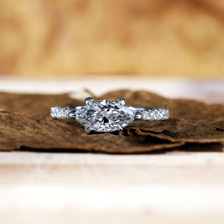 Engagement ring with pave band crafted for brilliance and beauty