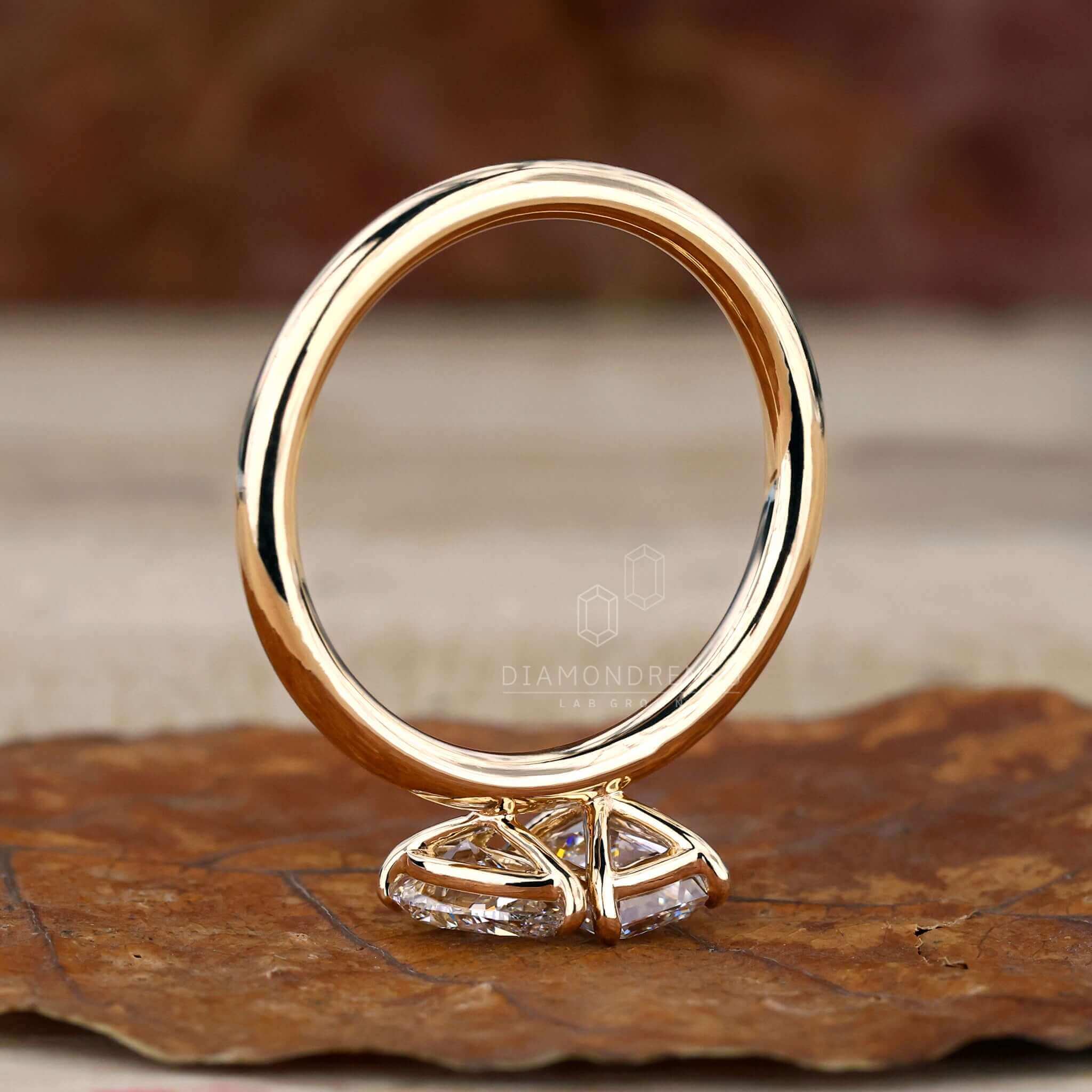 Stunning 2 stone diamond ring with a toi et moi style, crafted as a handmade jewelry piece with Lab Grown Diamonds.