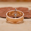 Elegant compass prong ring styled with handmade open gape band.