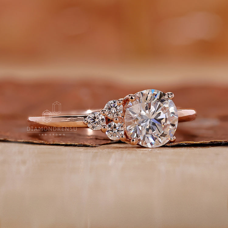 IGI certified diamond in an asymmetrical engagement ring.