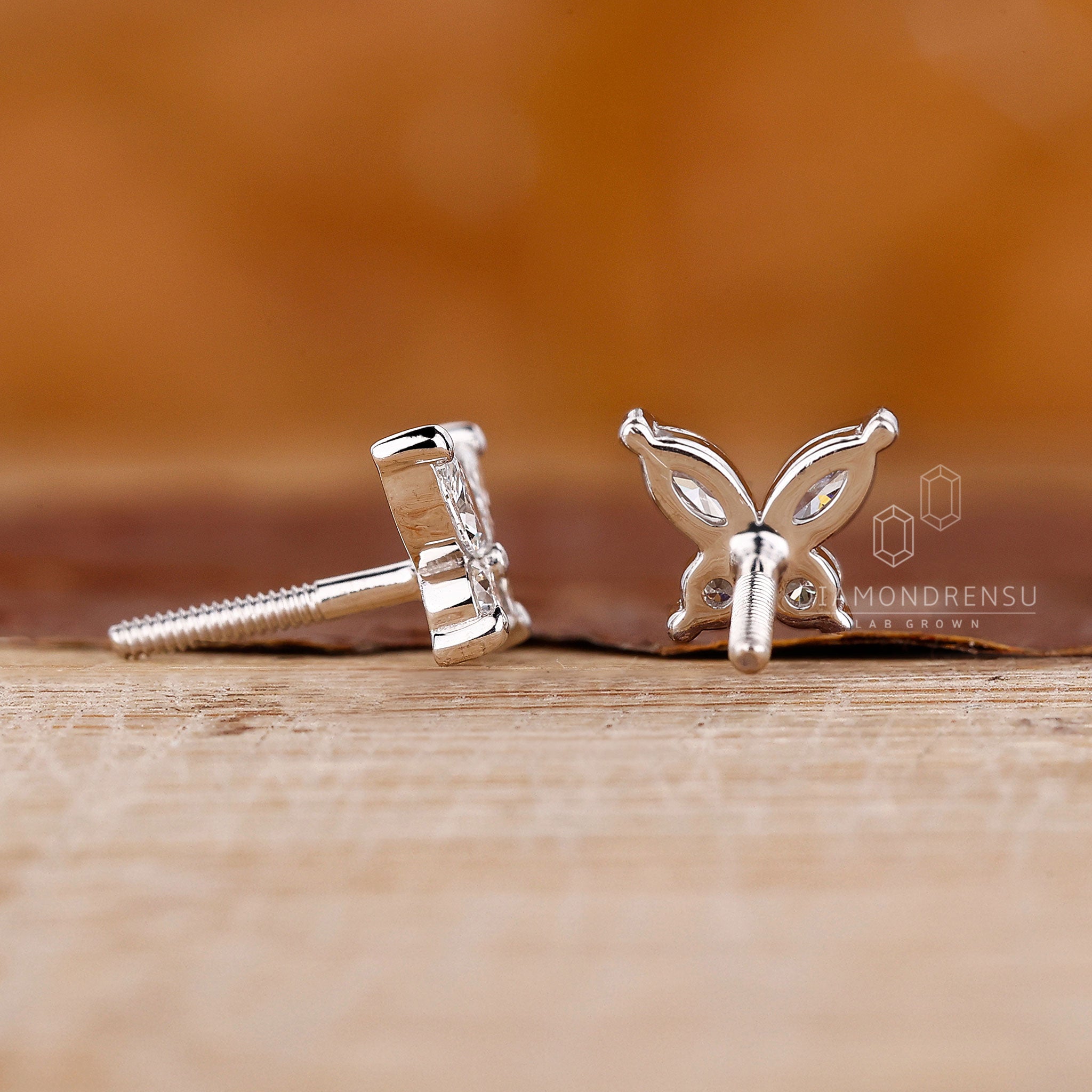 Marquise cut diamond stud earrings.