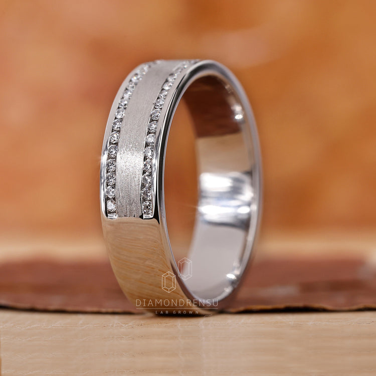 Custom mens ring featuring a brushed finish and modern design.