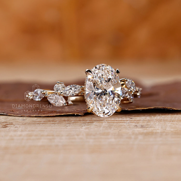 Hidden halo engagement ring in oval diamond engagement ring style