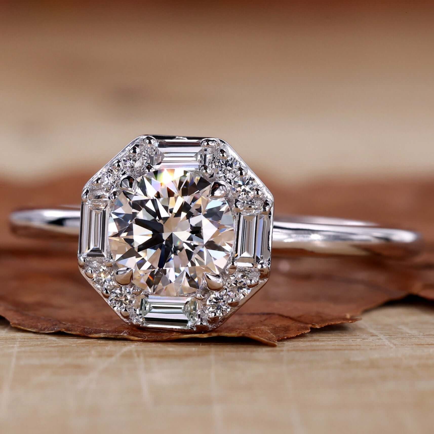 Round diamond ring with a claw prong engagement ring design, featuring a 2 carat round diamond for timeless elegance.