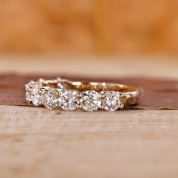 Round Diamond wedding band in half eternity style