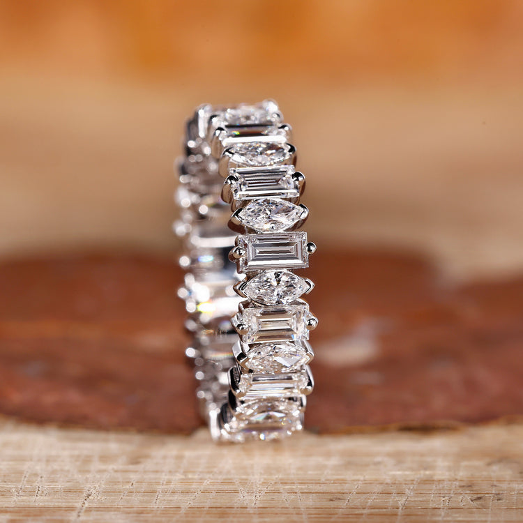 Marquise and baguette diamond wedding band.