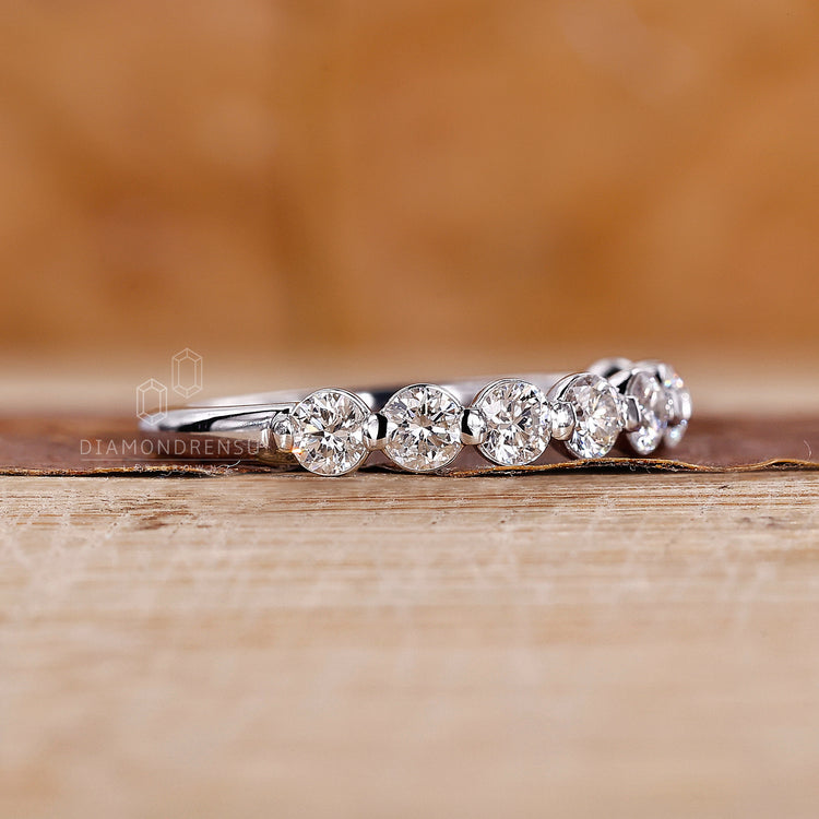 White Gold Wedding Band in prong setting