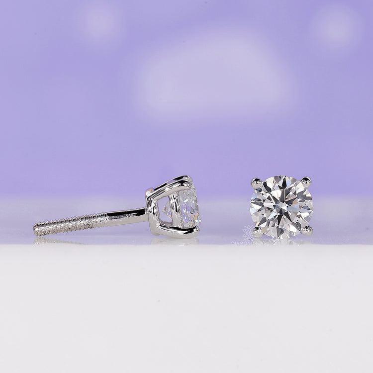 Lab grown diamond earrings in white gold with secure prong settings.