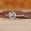 Solitaire diamond engagement ring with a classic design.