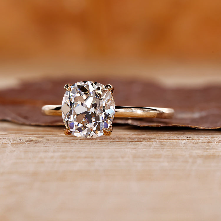 Solitaire diamond engagement ring with a classic design.