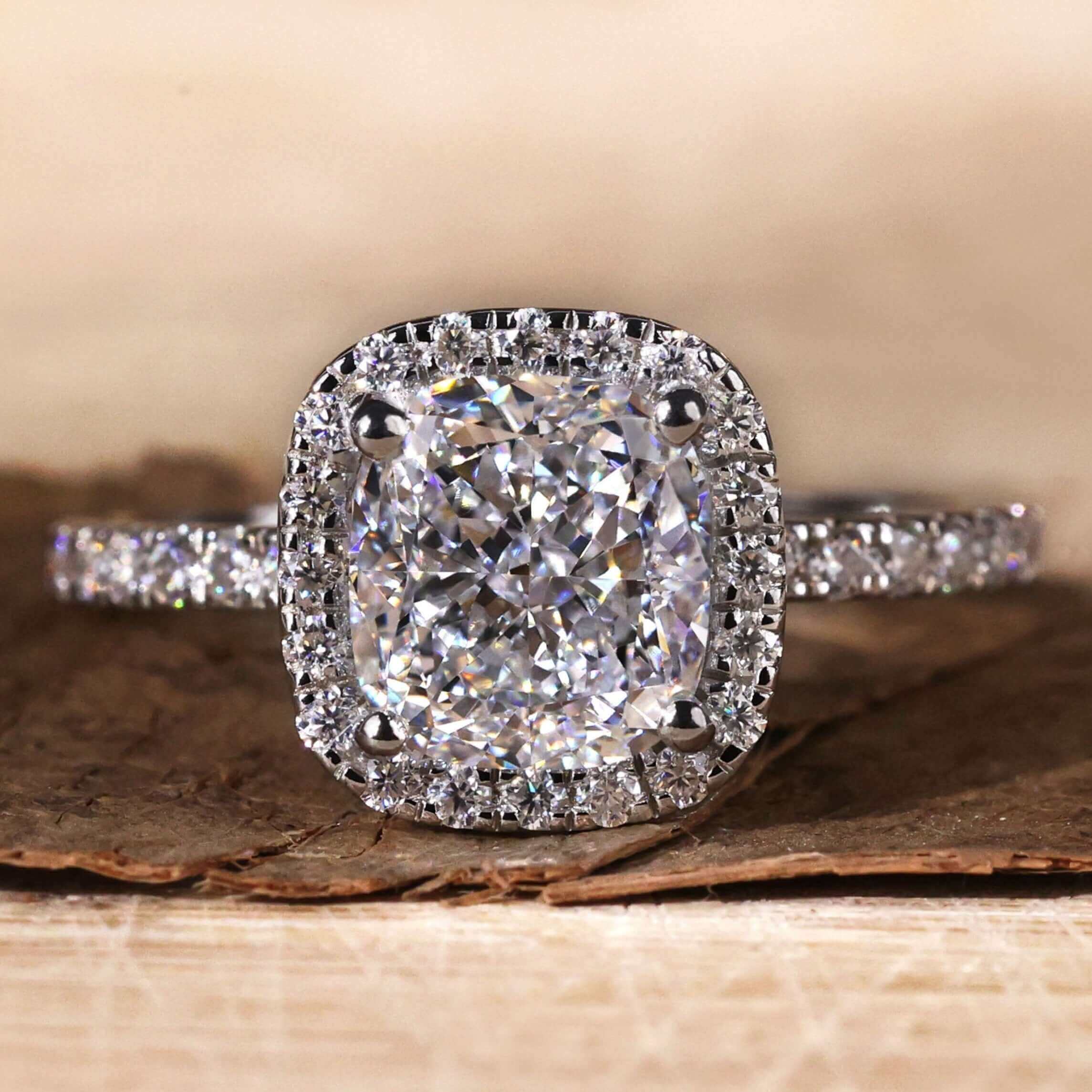2 Carat Diamond Ring with a stunning cushion cut design for timeless elegance.