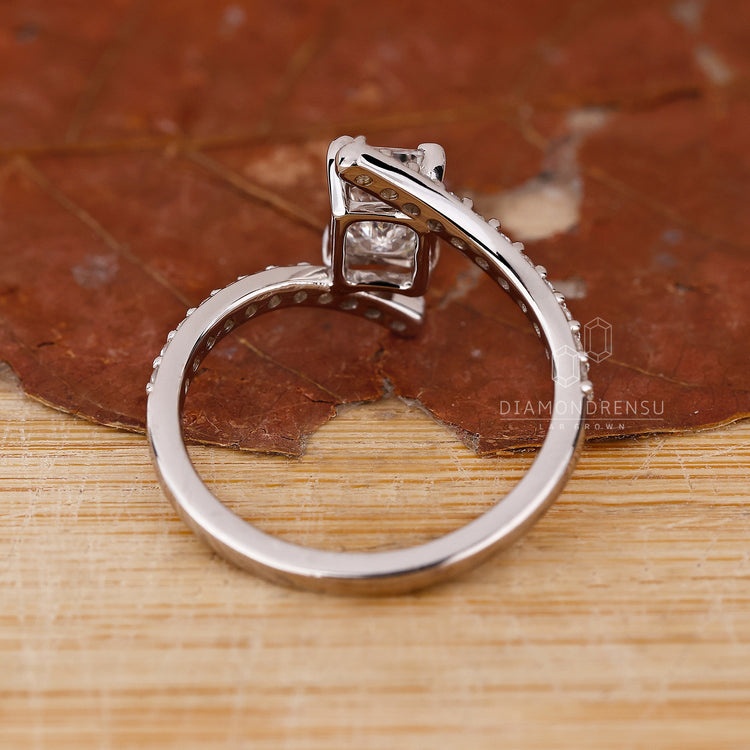 Handmade jewellery ring featuring pave setting and white gold finish.