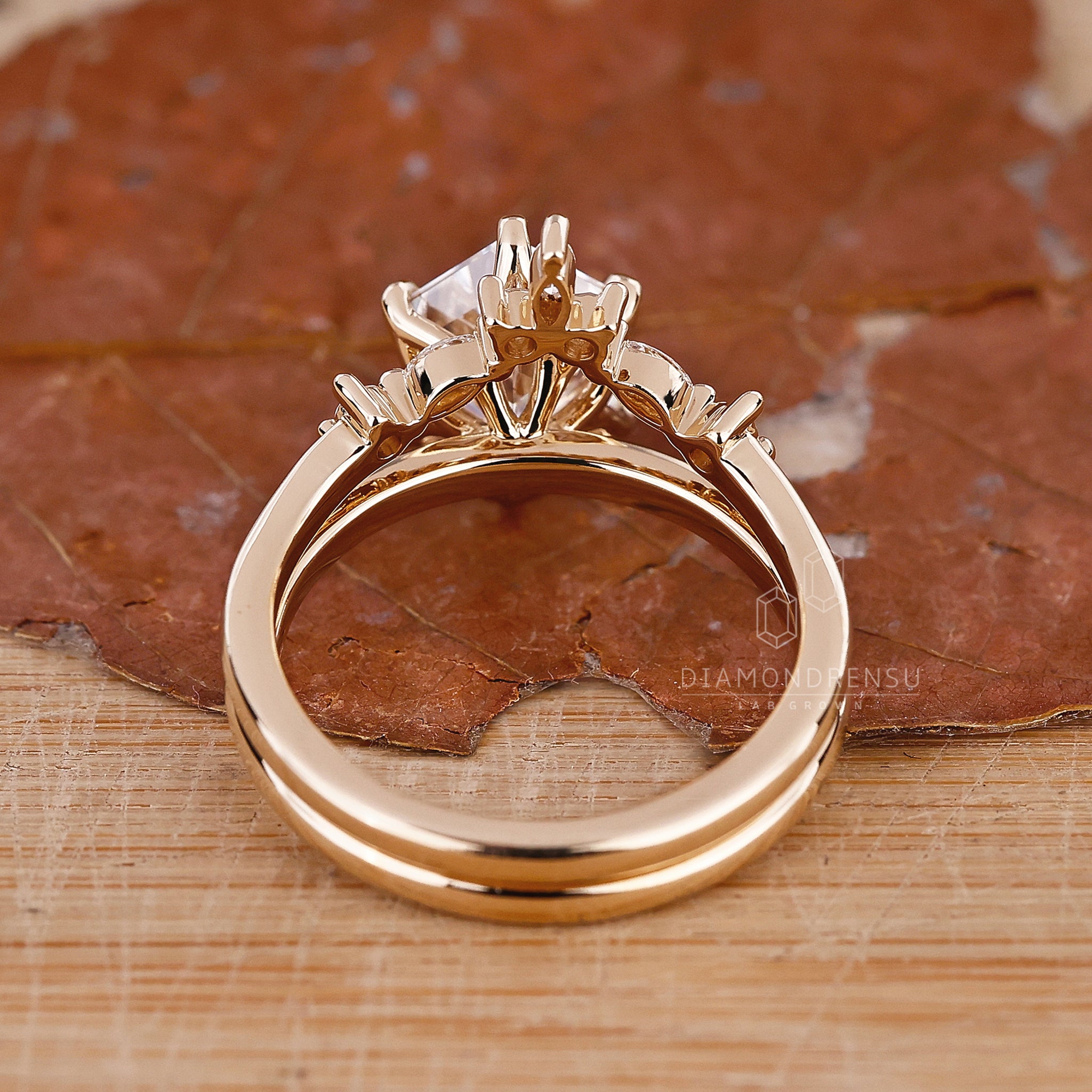 Buy bridal set with tiara wedding band and marquise and round diamond band.