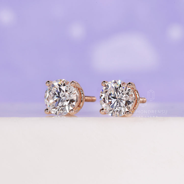 Elegant 2 carat lab diamond studs.