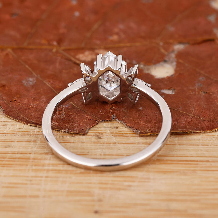 Custom engagement ring set in prong setting.