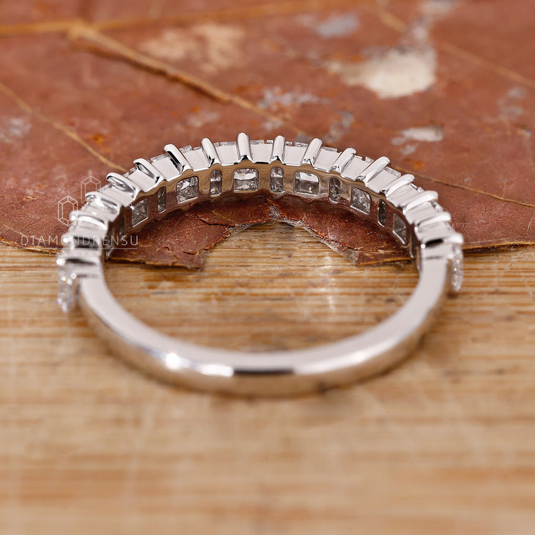 Half Eternity Wedding Band with princess cut diamonds