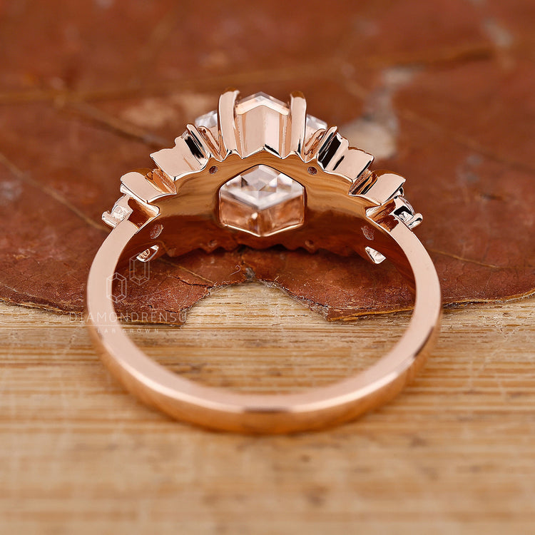 Buy engagement ring featuring hexagon engagement ring.