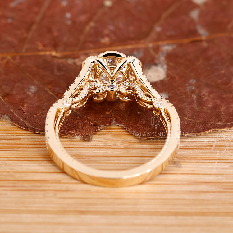 Prong setting ring with Jubilee cut diamond.