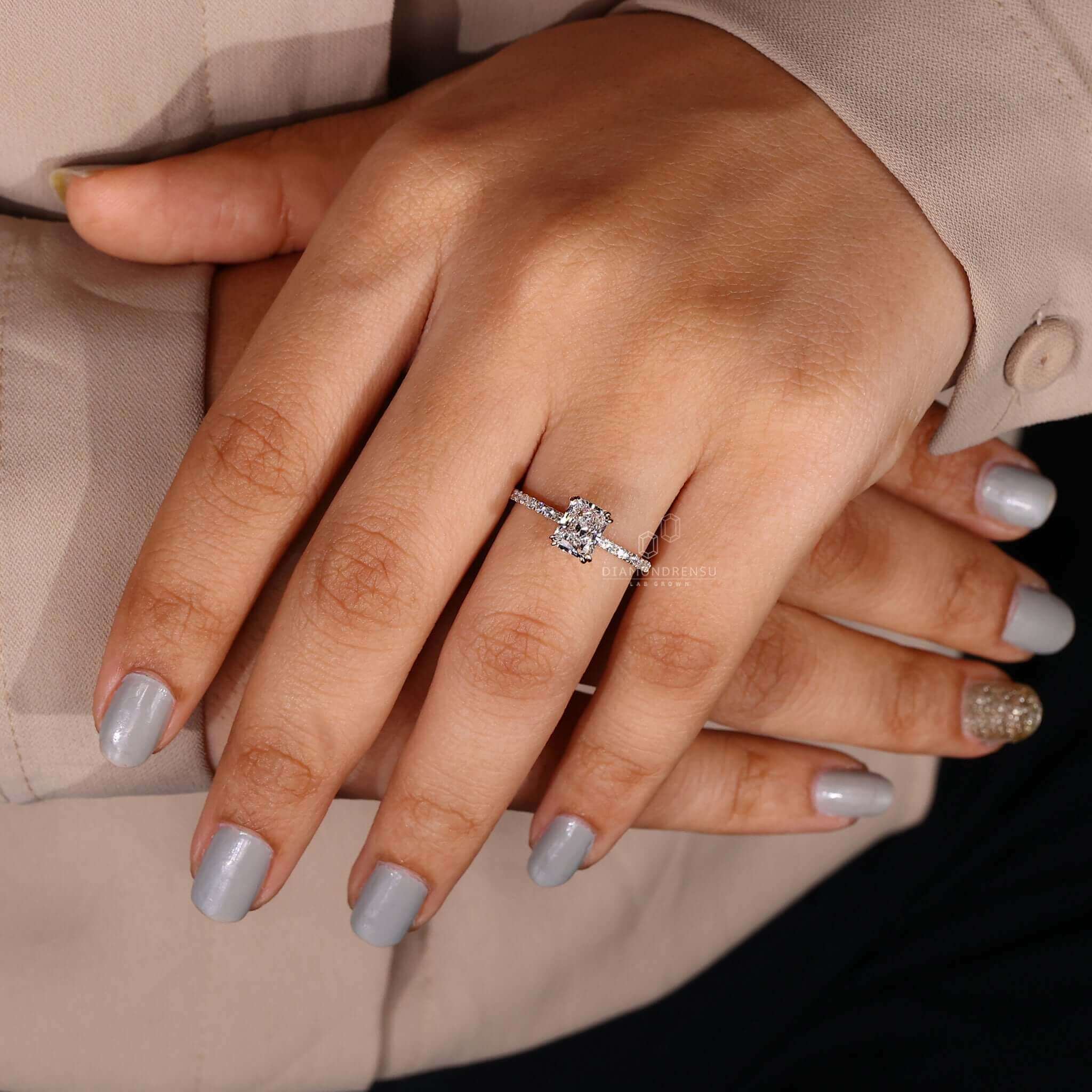 Hidden halo engagement ring crafted in yellow gold for timeless