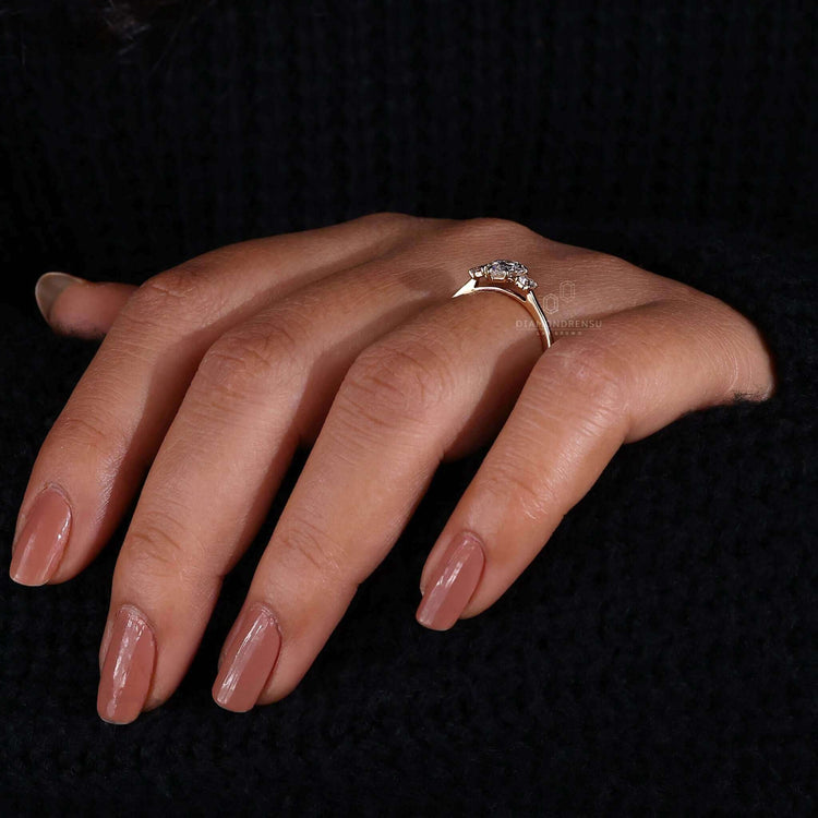 Handmade jewelry with round and pear diamond details.