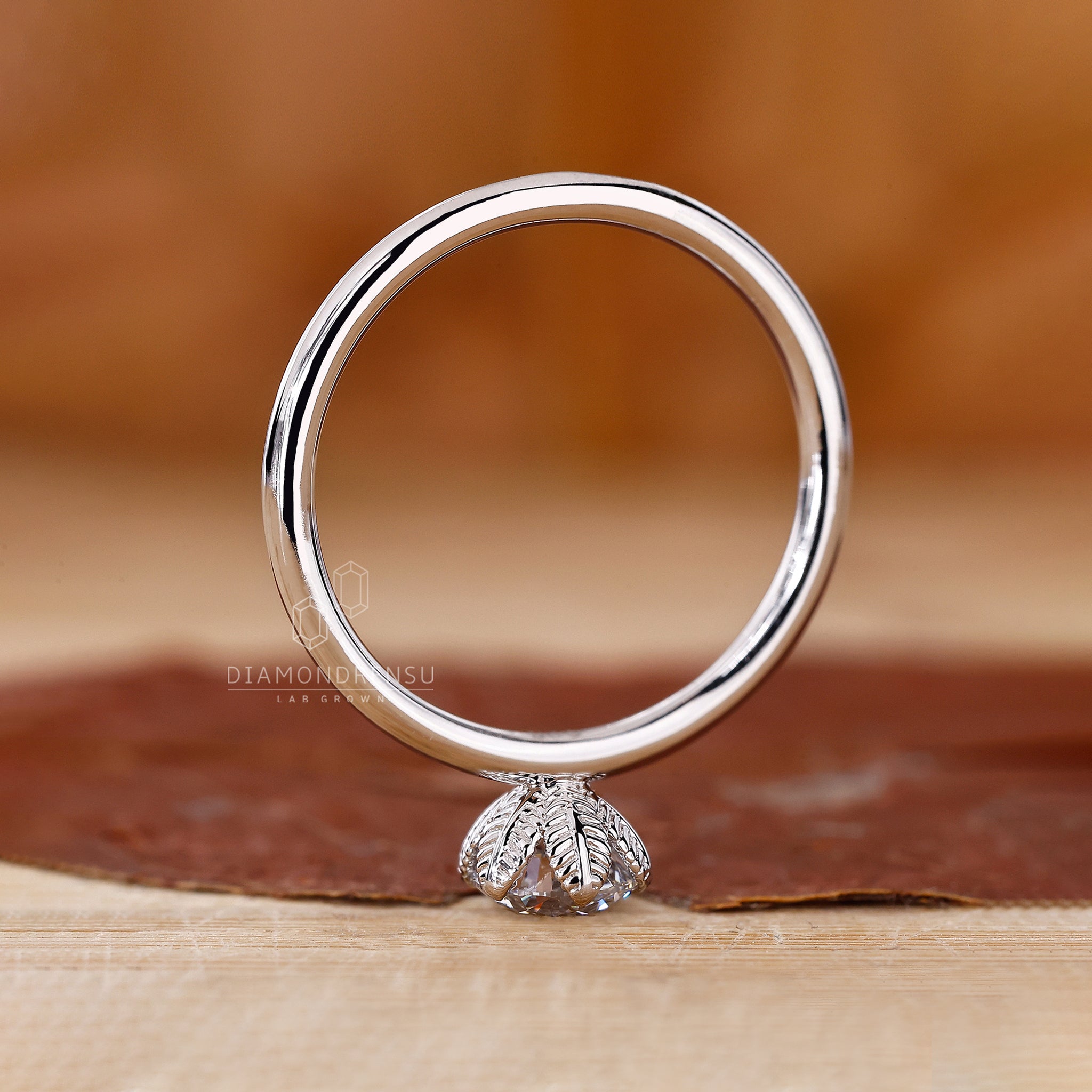 Lab Grown Diamond placed in round solitaire ring.