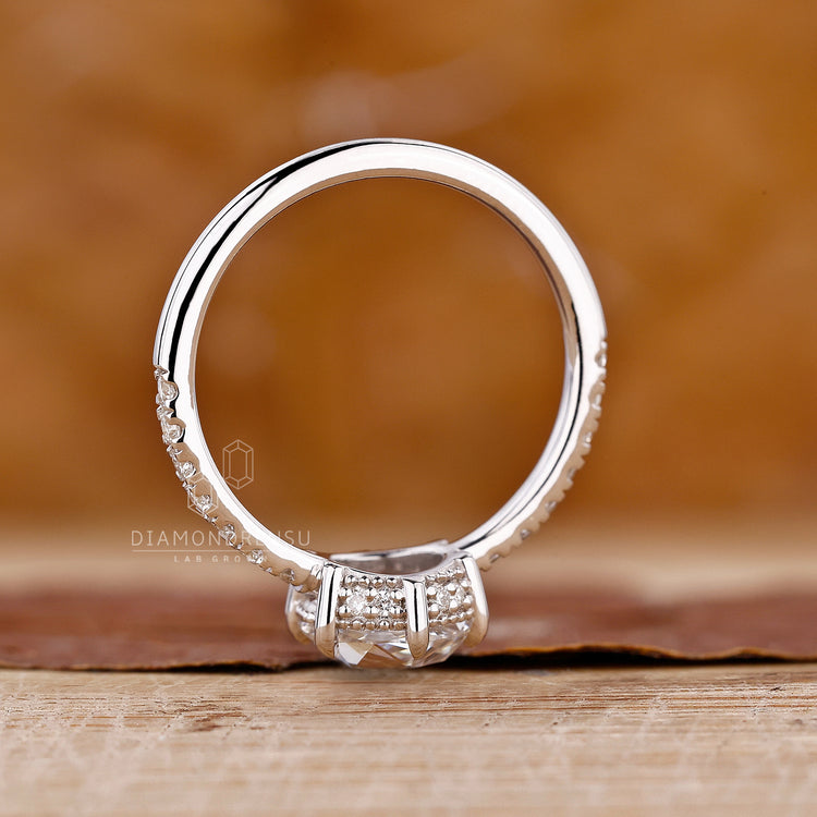 Hidden halo diamond ring in handmade jewellery from Diamondrensu UK.