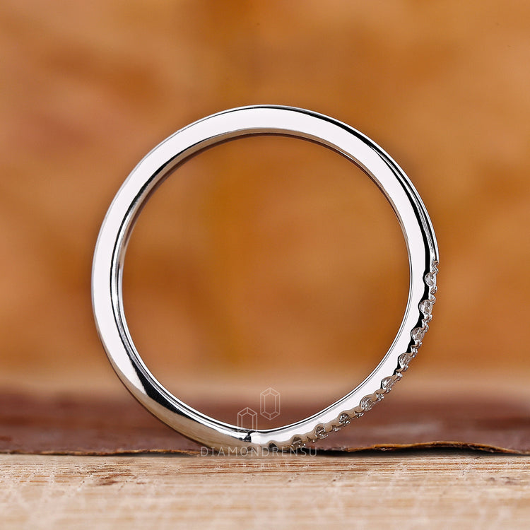 White gold wedding band in chevron style