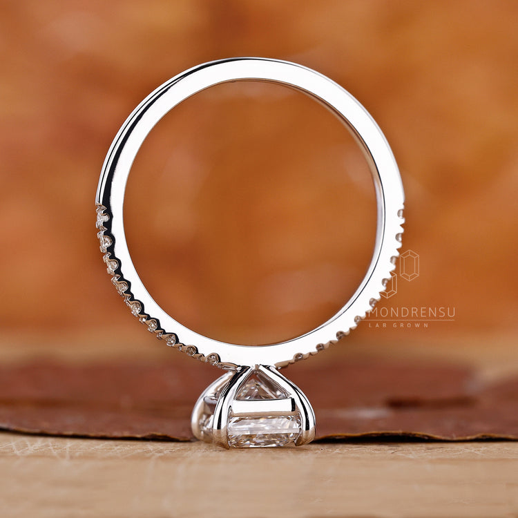 IGI certified princess cut engagement ring in white gold.