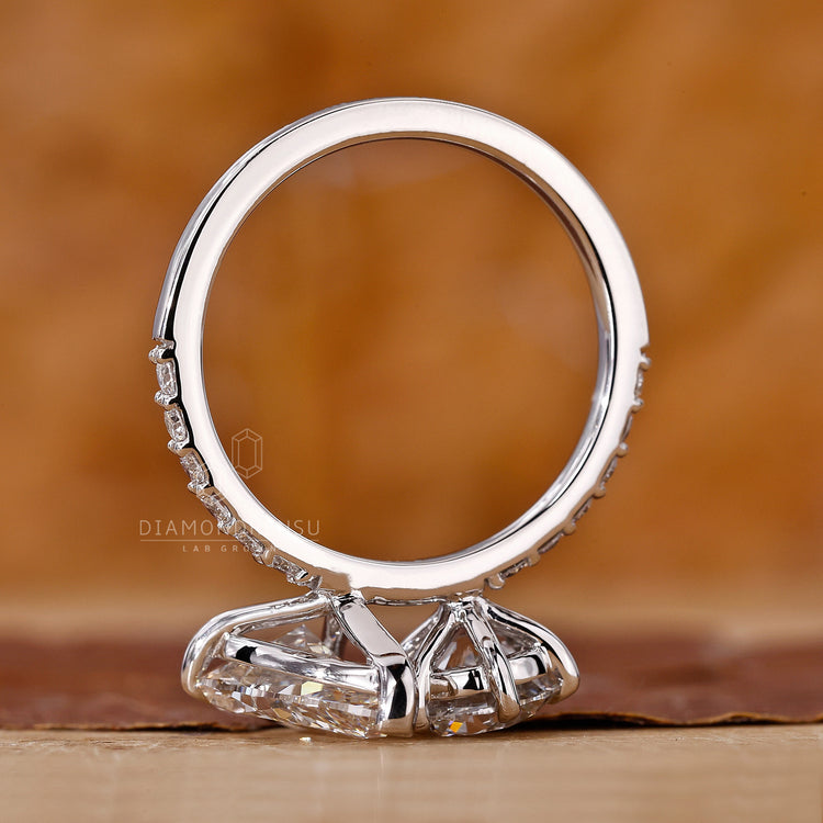 IGI certified lab grown diamond ring with elegant pave setting.