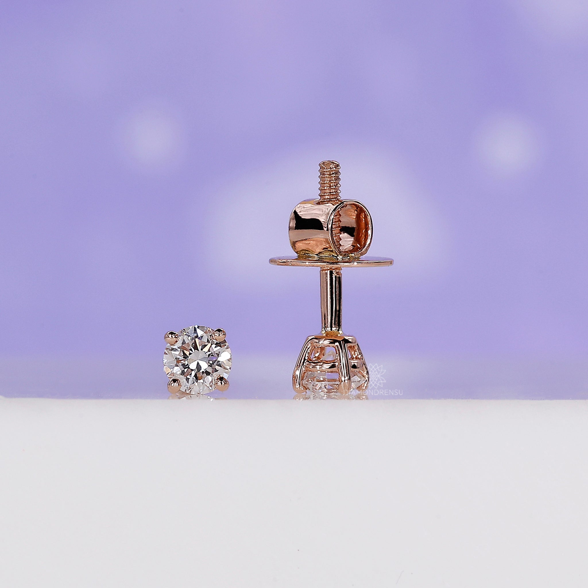 Lab grown round diamond stud earrings.