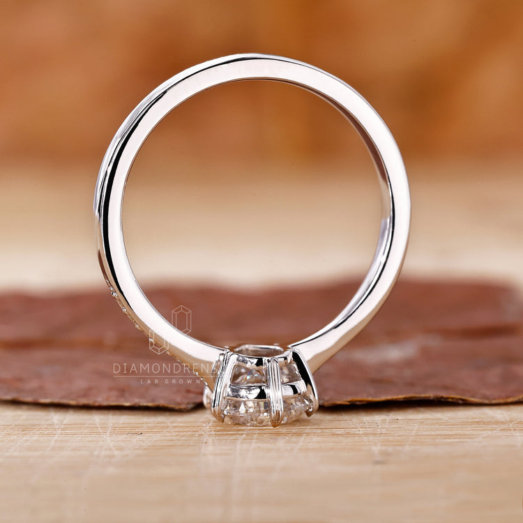 Lab Grown Diamond set in white gold engagement ring.