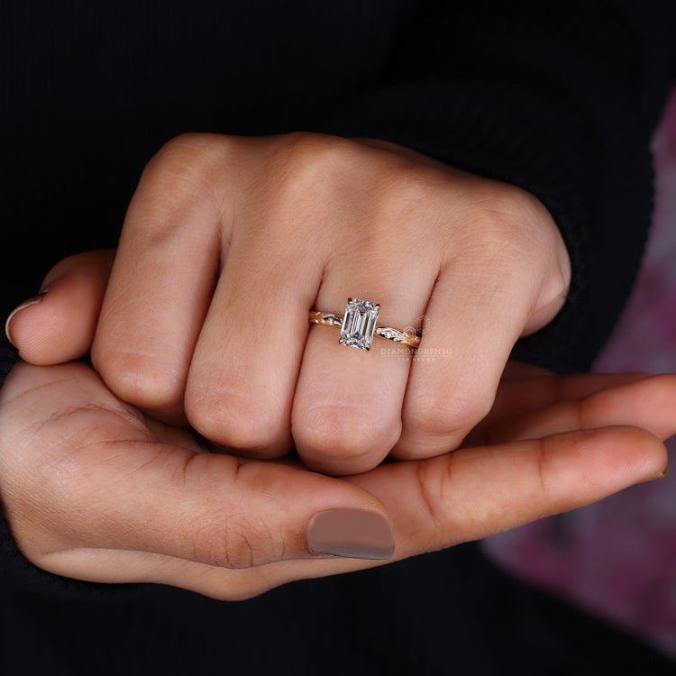 Vintage emerald ring with tulip prong setting.