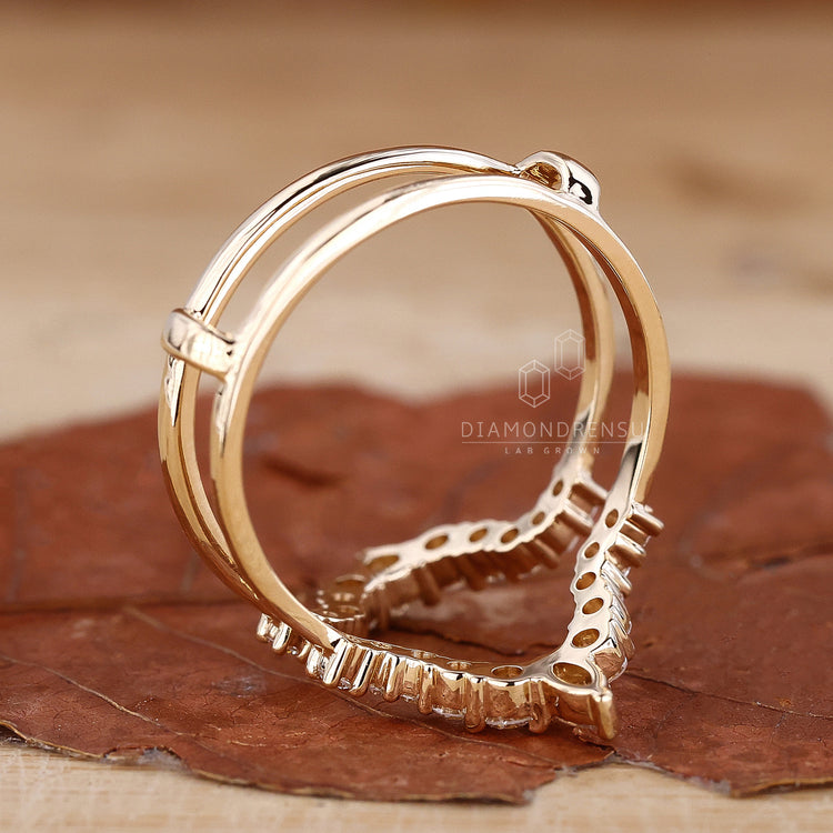 Yellow gold diamond enhancer wedding band.