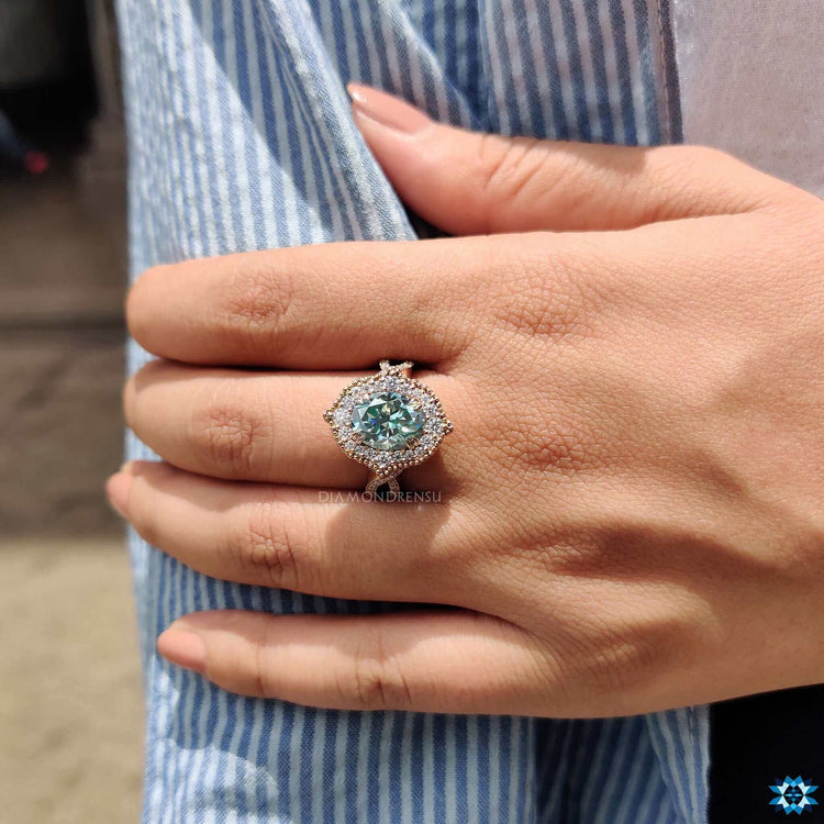 Custom oval engagement ring with prong setting.