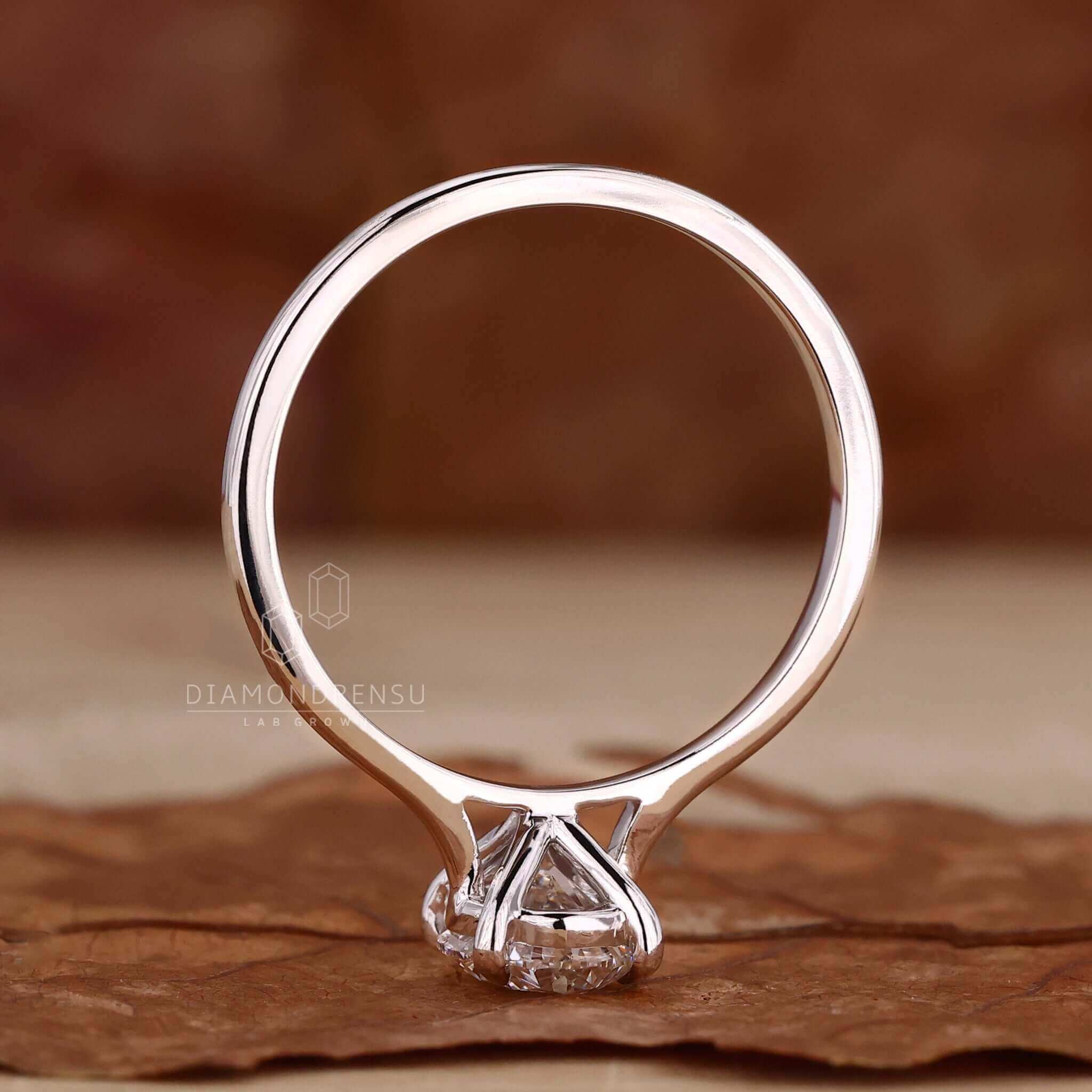 Beautiful solitaire engagement ring with a round cut lab grown diamond.