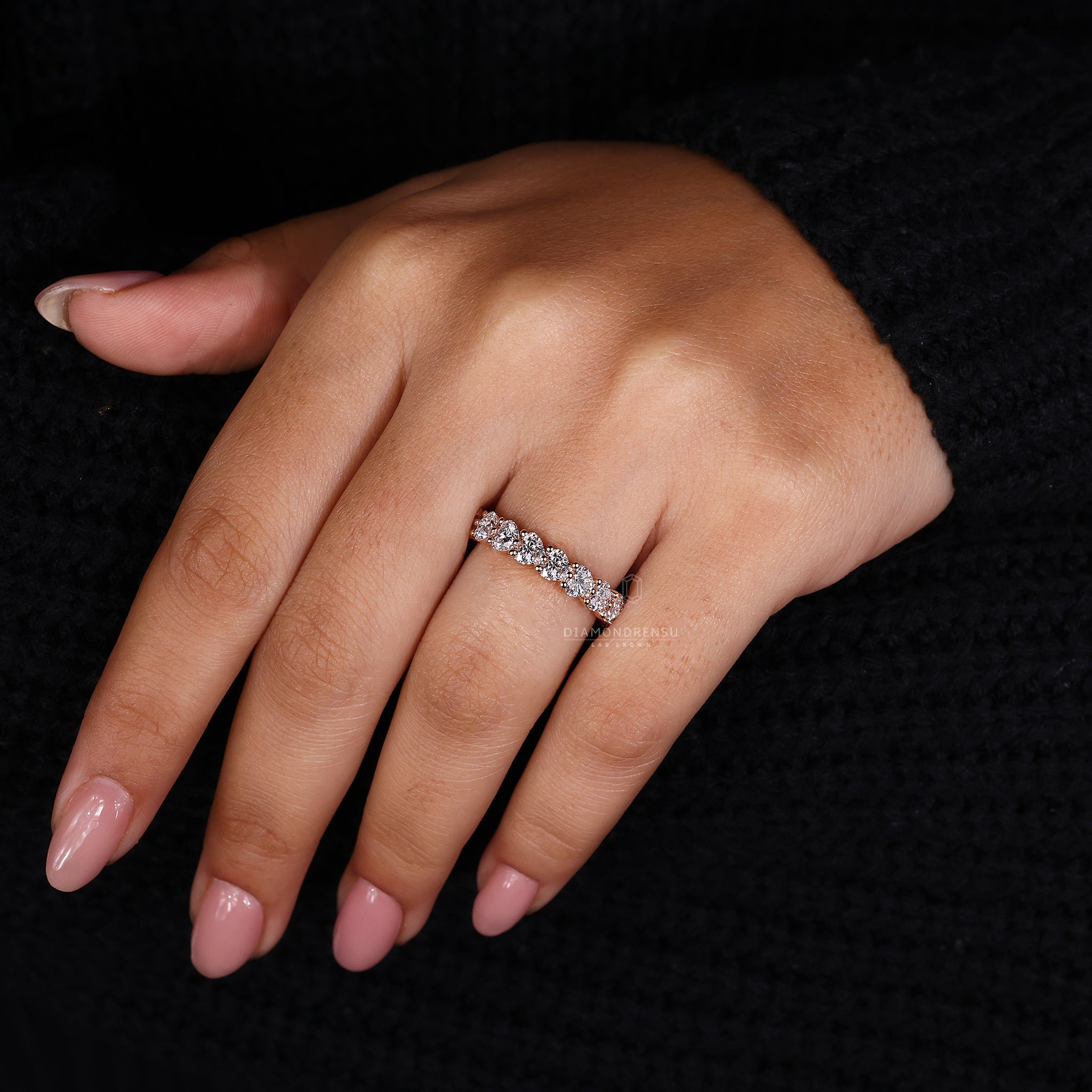 Handmade rose gold heart diamond ring.