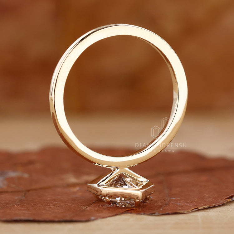 Halo Diamond Engagement Ring in yellow gold ring style.
