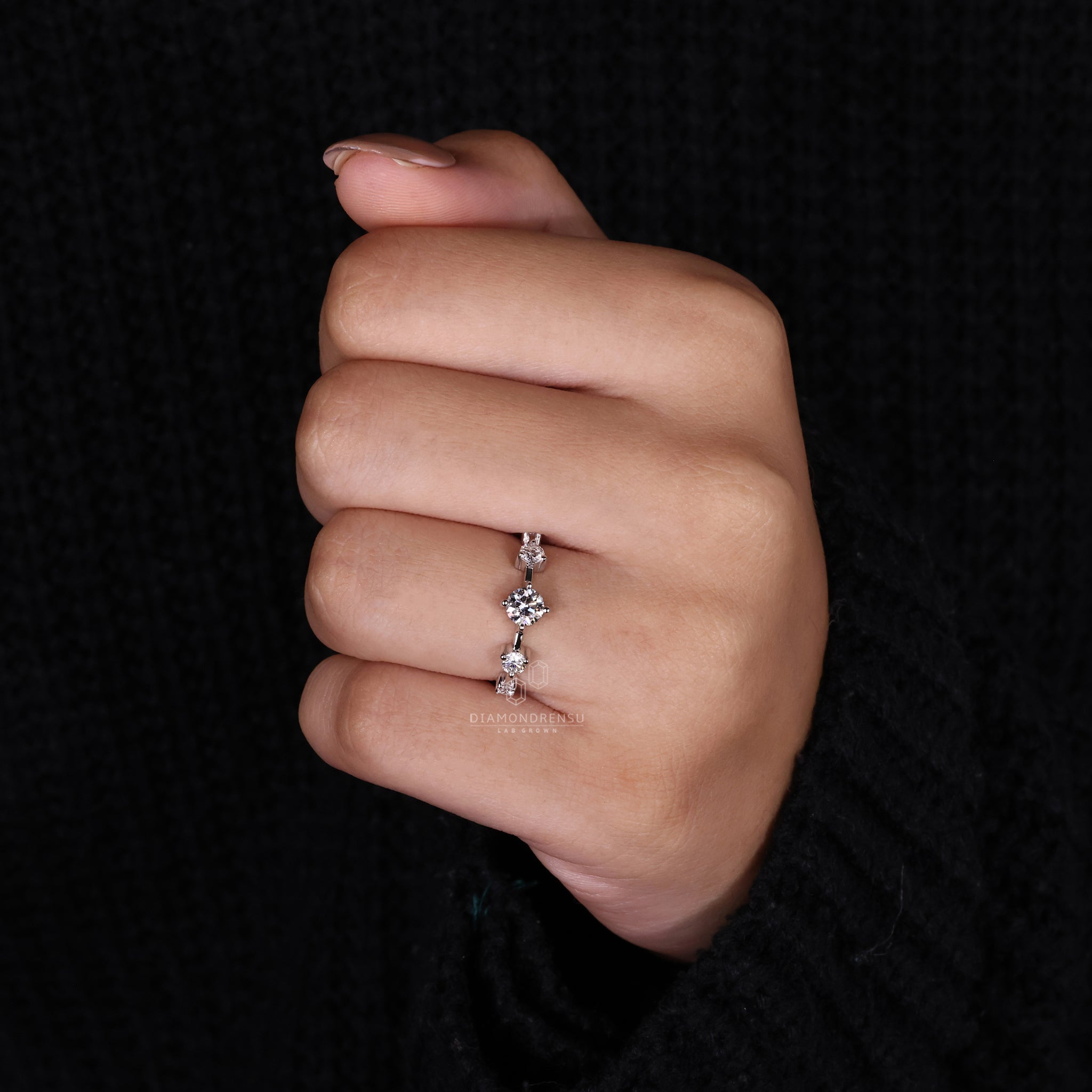 White gold ring with 5 Stone Diamond Ring style